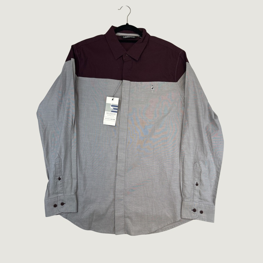 Burgundy‎ Gray Color Block Long Sleeve